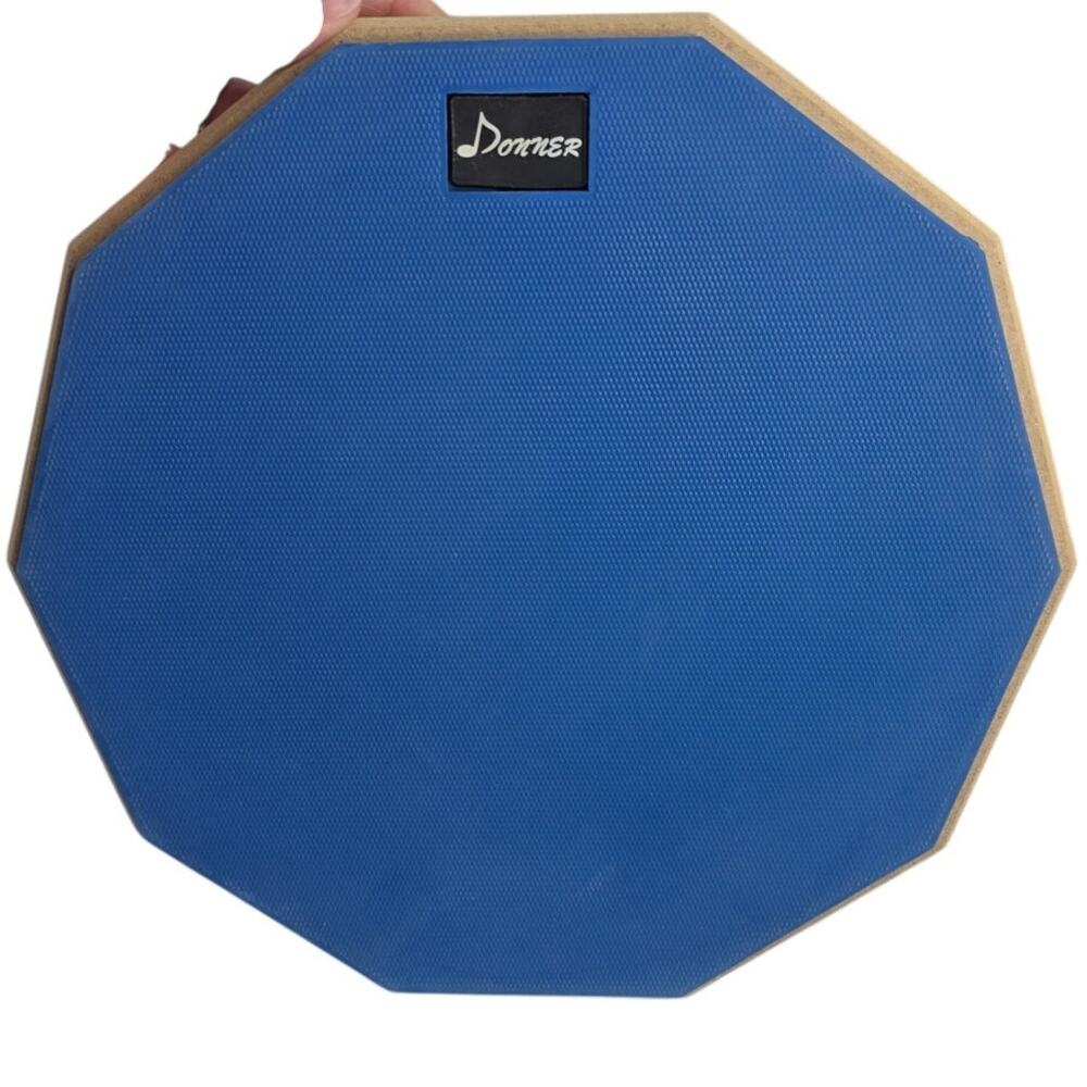Donner 12 Inches Drum Practice Pad Silent Drum Pad Set Blue 2-Sided